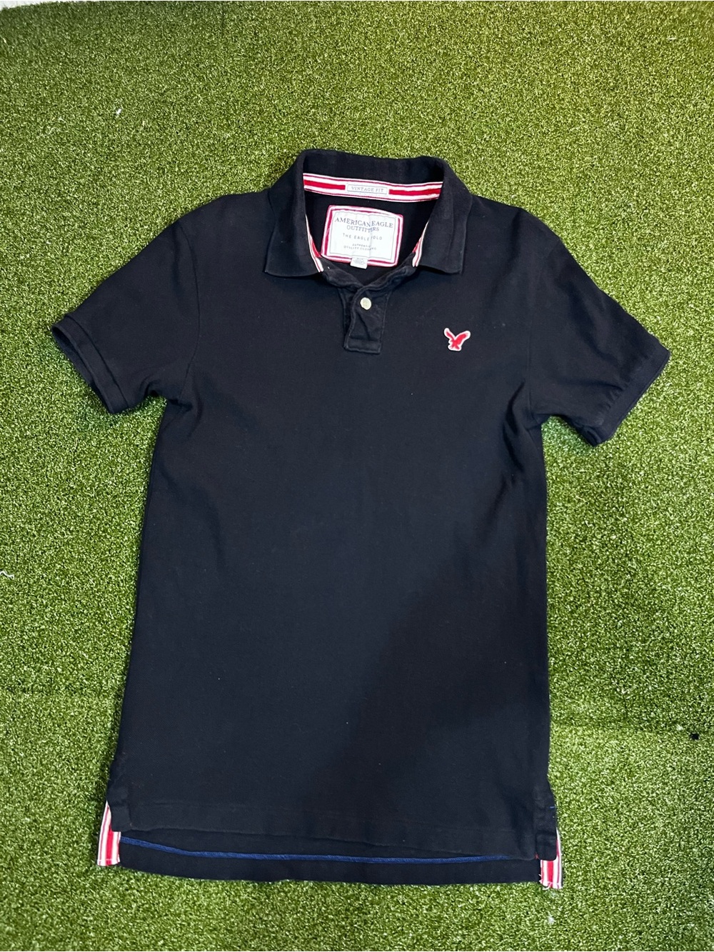 American Eagle Outfitters Vintage Fit Black Polo Shirt Mens Small